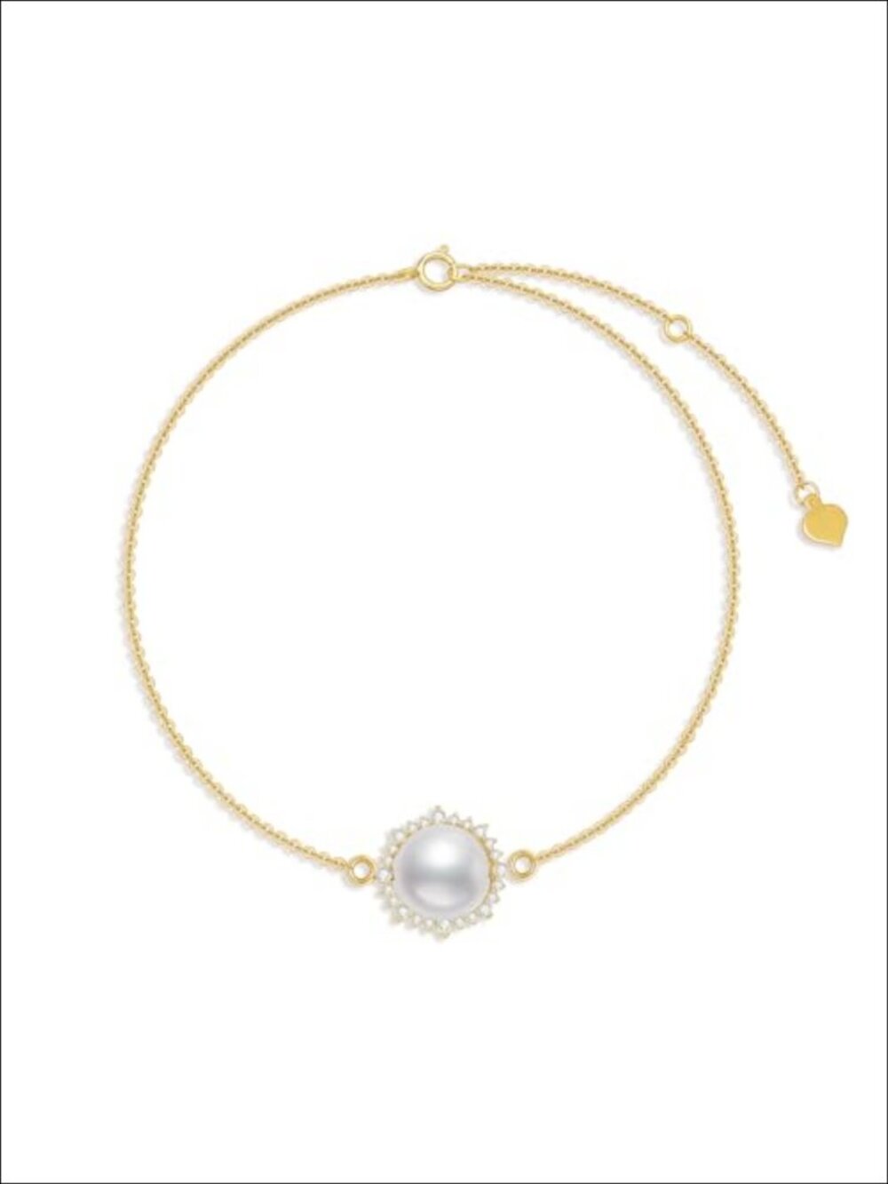 14k Gold Natural Diamond Freshwater Pearl Bracelet for Women Fine Jewelry Gift